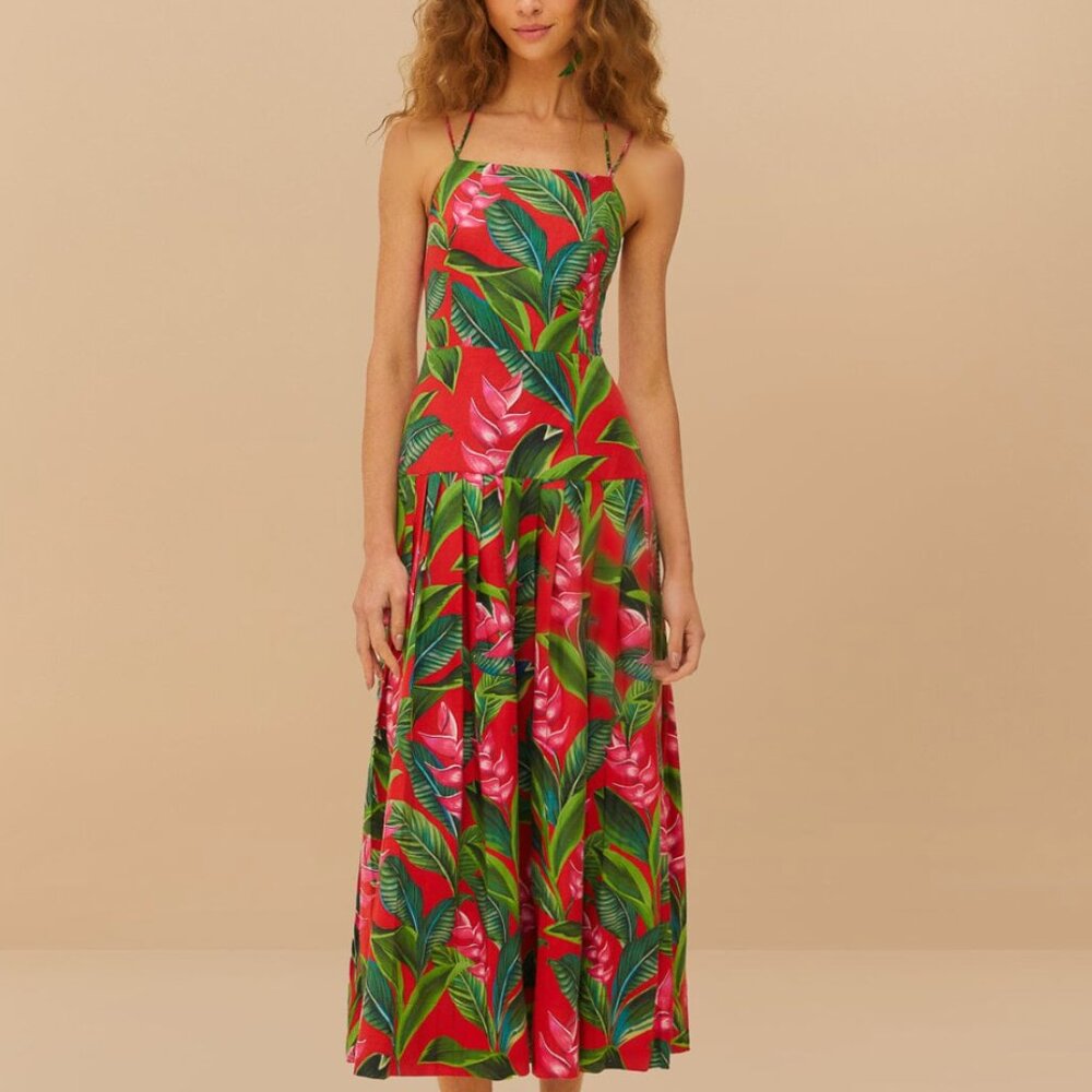 Farm Rio Red Dream Garden Lenzing™ ecovero™ Euroflax™ Maxi Dress